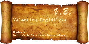 Valentiny Boglárka névjegykártya